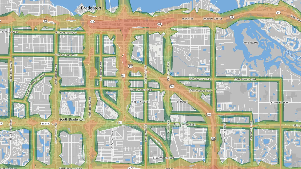 Samoset, Bradenton, FL Map of Noise Levels in Samoset