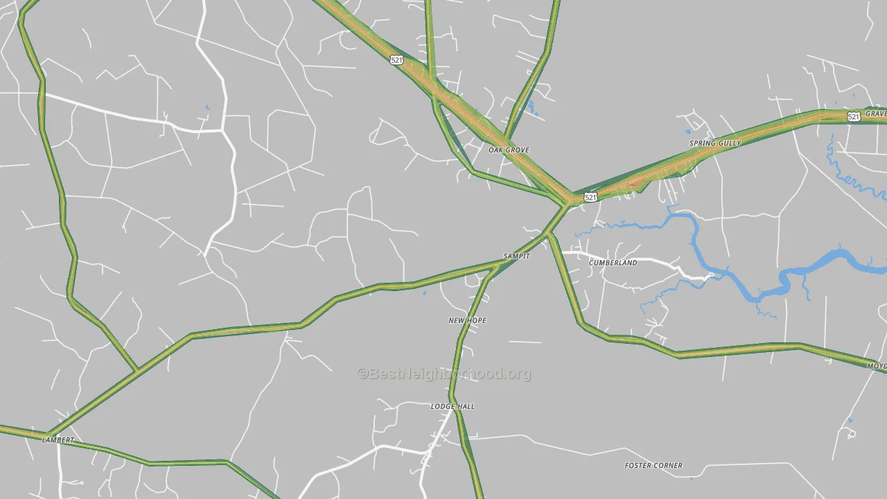 Sampit, SC Map of Noise Levels in Sampit