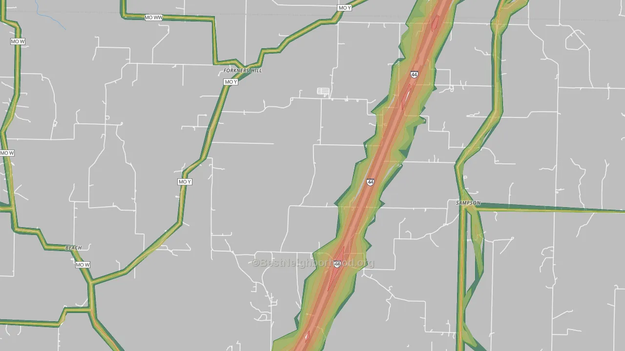 Sampson, MO Map of Noise Levels in Sampson