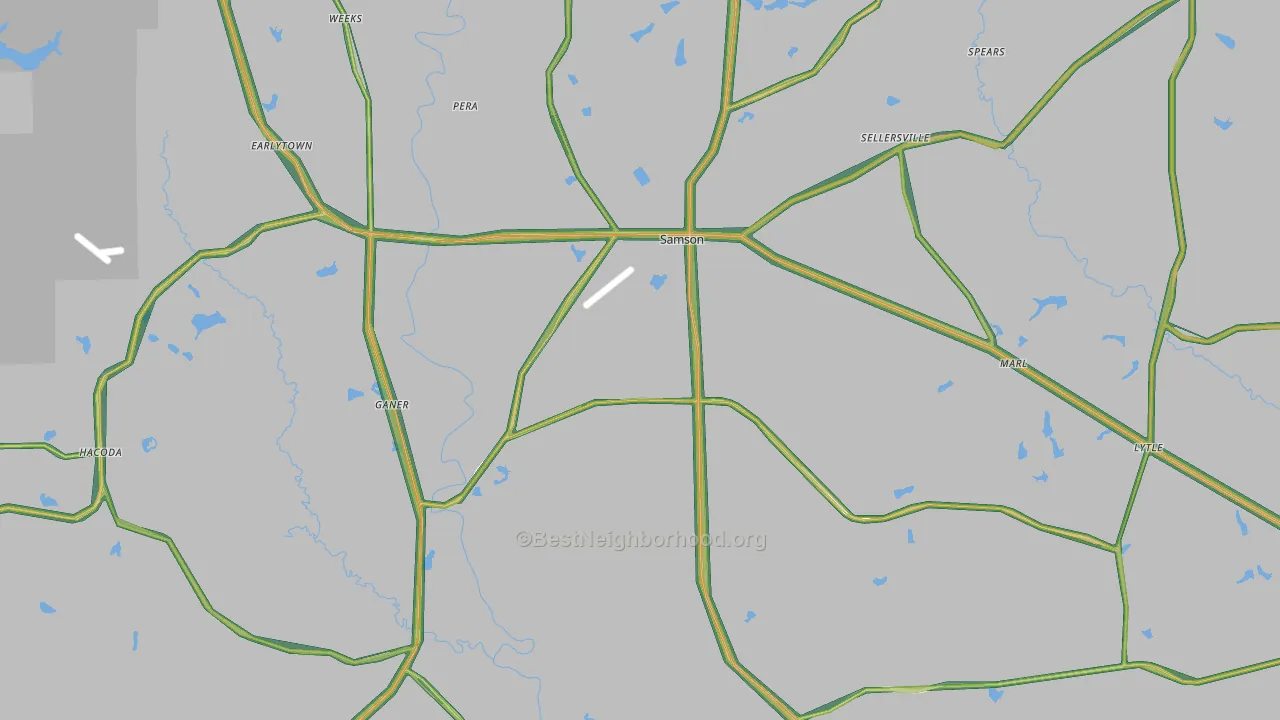 Samson, AL Map of Noise Levels in Samson