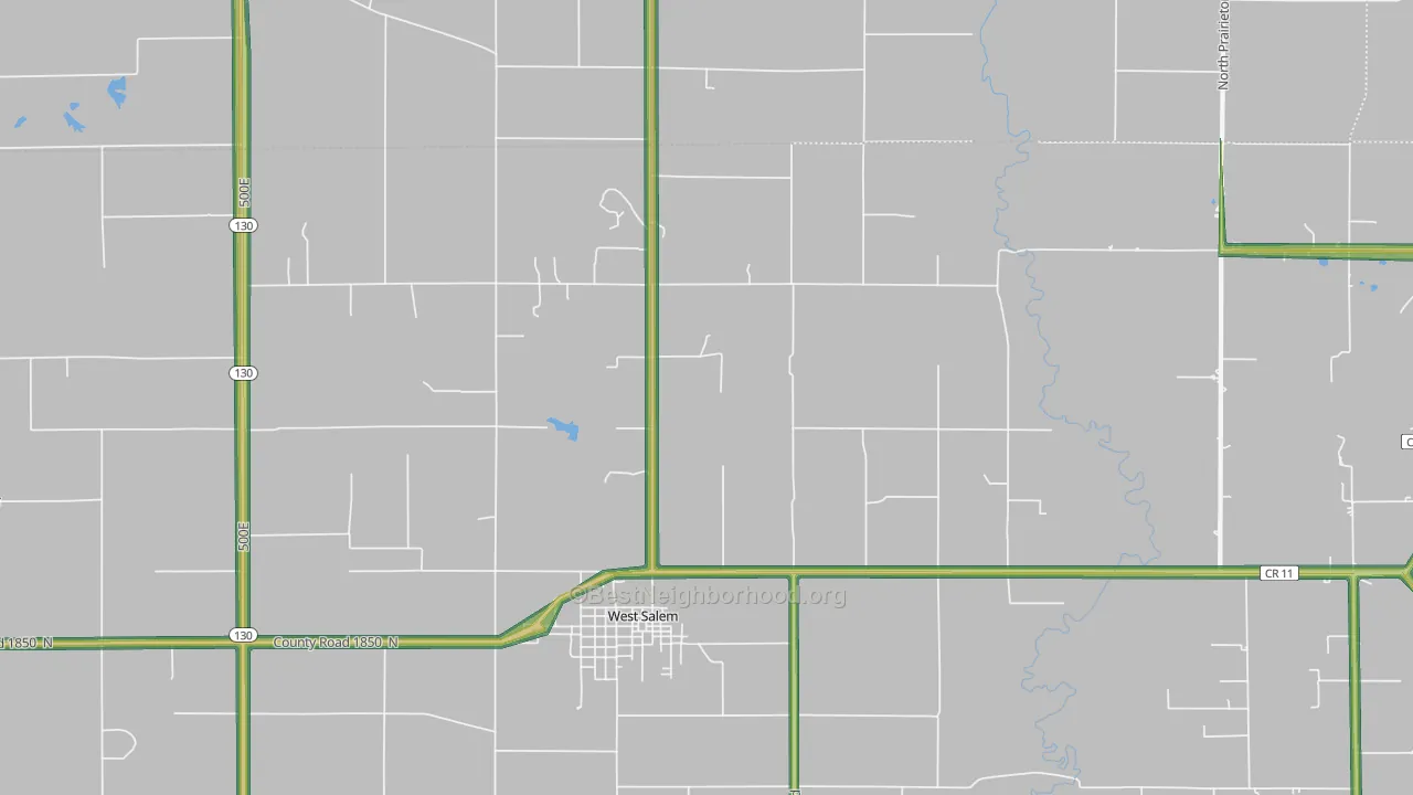 Samsville, IL Map of Noise Levels in Samsville