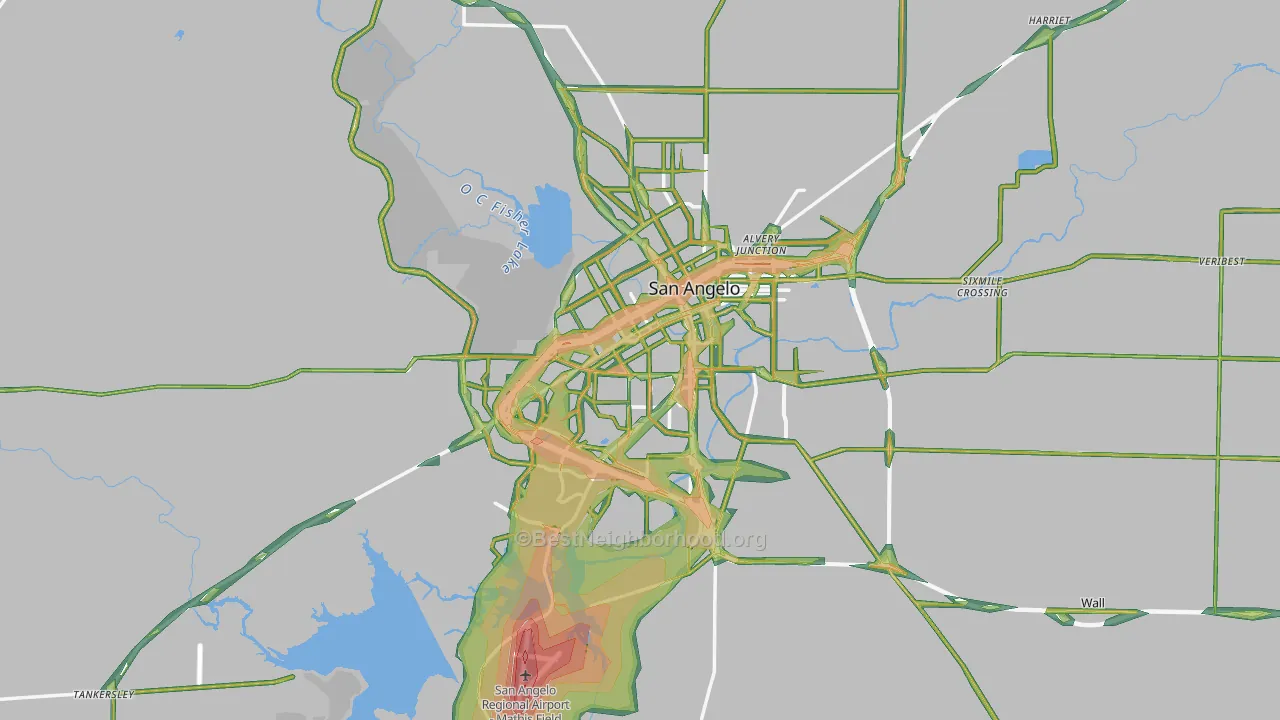 San Angelo, TX Map of Noise Levels in San Angelo
