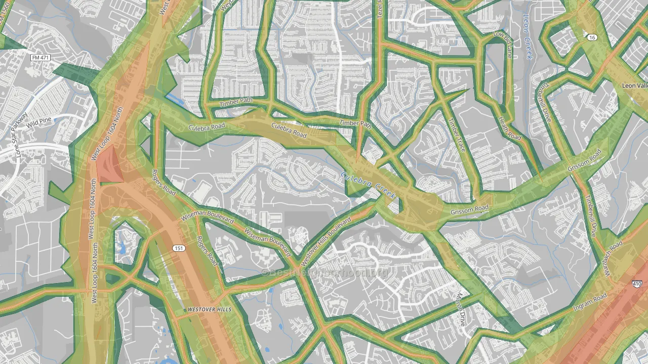San Antonio Creekside, San Antonio, TX Map of Noise Levels in San Antonio Creekside