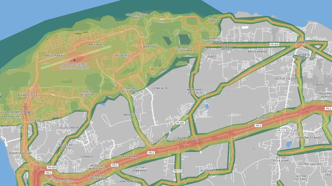 San Antonio, PR Map of Noise Levels in San Antonio