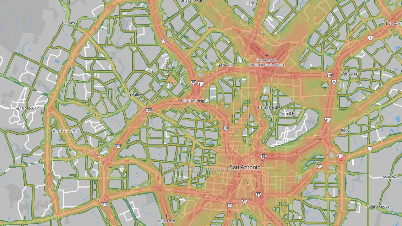 San Antonio, TX Map of Noise Levels in San Antonio