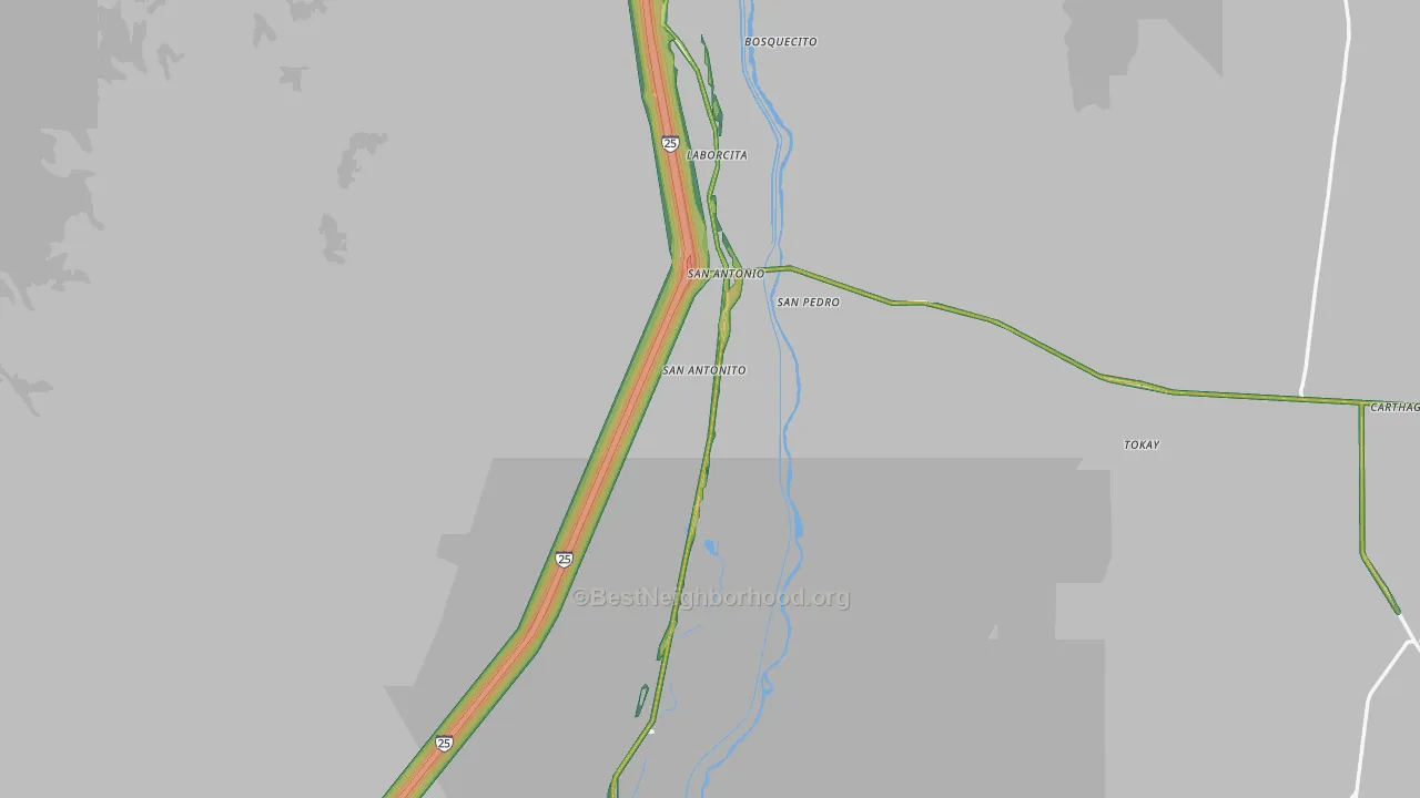 San Antonito, NM Map of Noise Levels in San Antonito