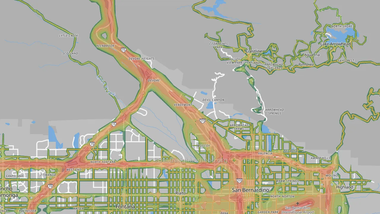 San Bernardino County, CA Map of Noise Levels in San Bernardino County
