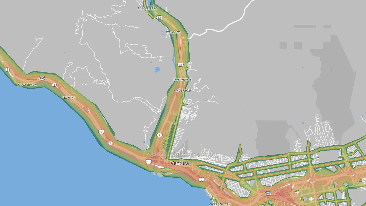 San Buenaventura, CA Map of Noise Levels in San Buenaventura
