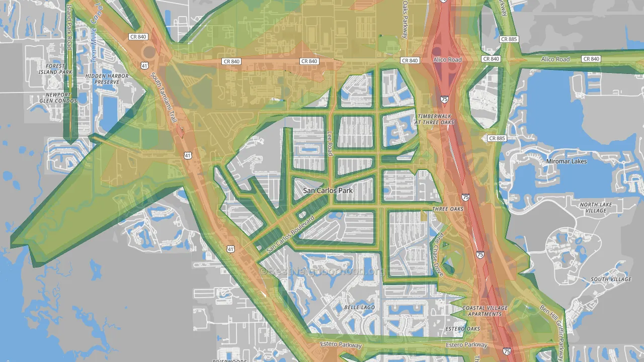 San Carlos Park, FL Map of Noise Levels in San Carlos Park