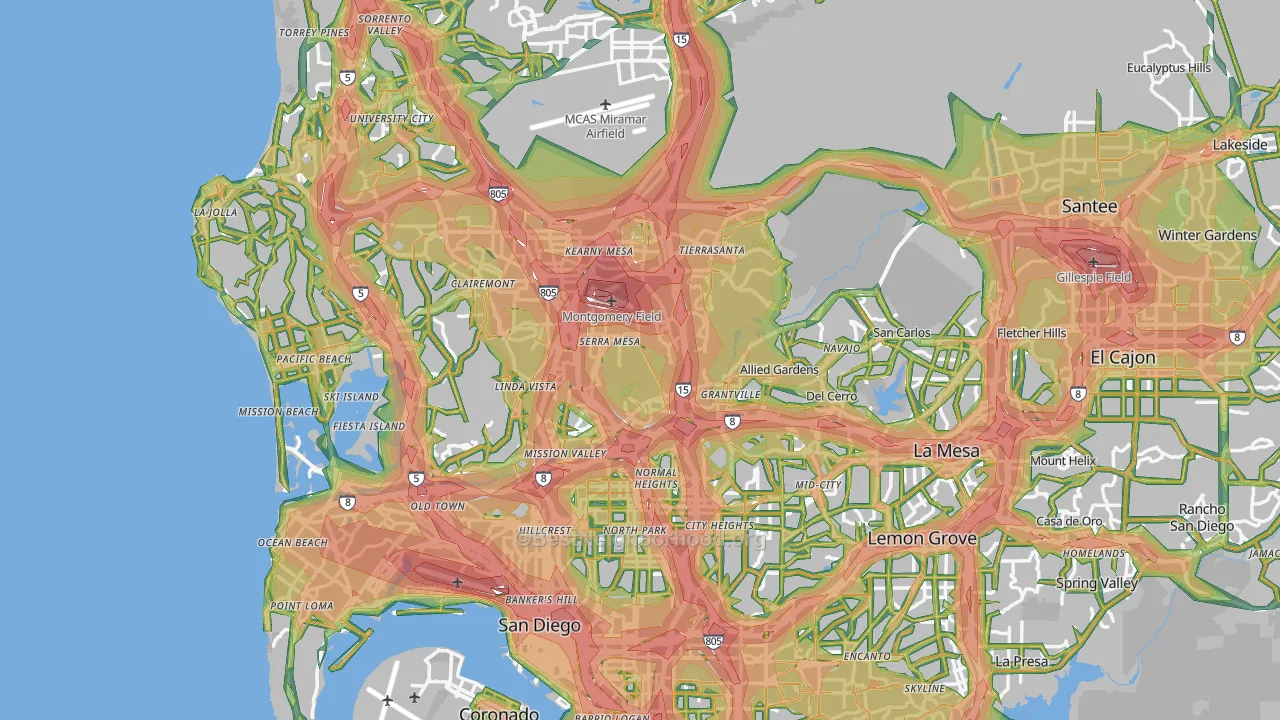 San Diego, CA Map of Noise Levels in San Diego