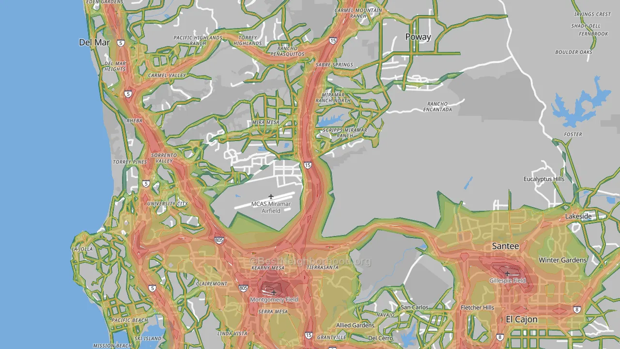 San Diego County, CA Map of Noise Levels in San Diego County