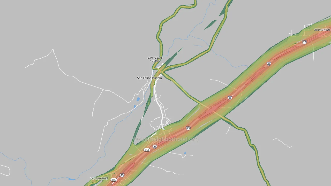 San Felipe Pueblo, NM Map of Noise Levels in San Felipe Pueblo