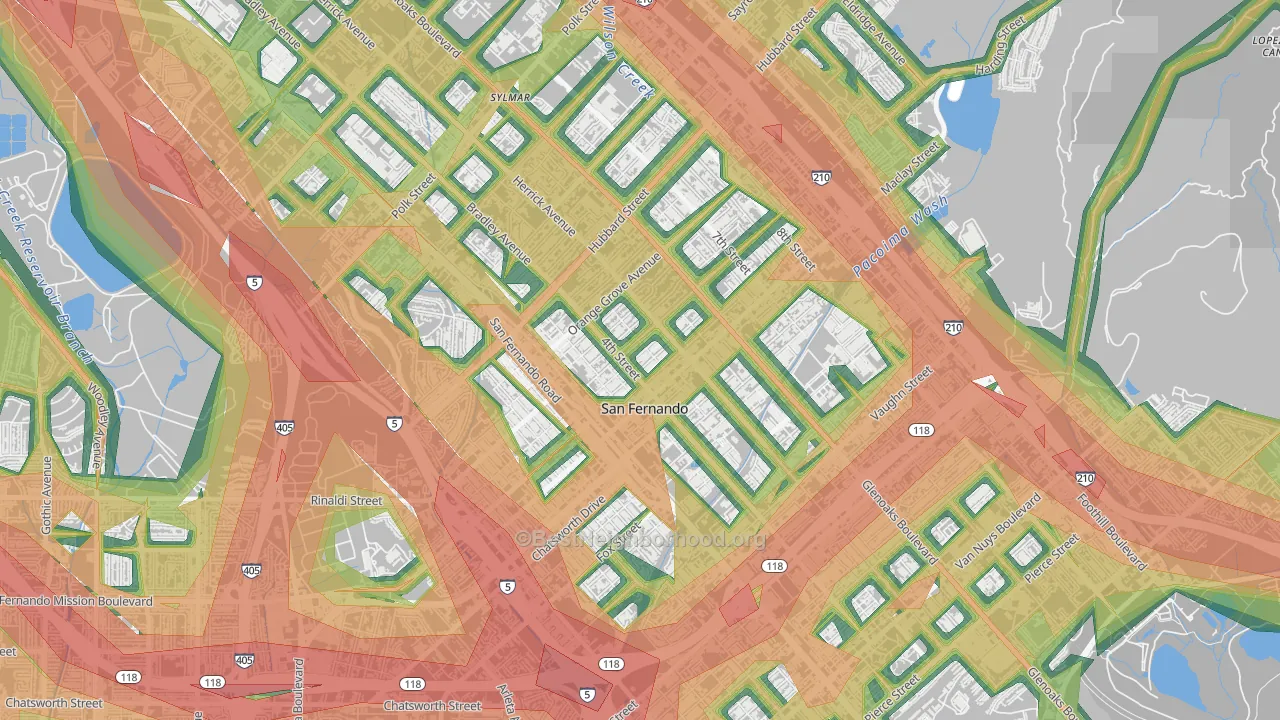 San Fernando, CA Map of Noise Levels in San Fernando