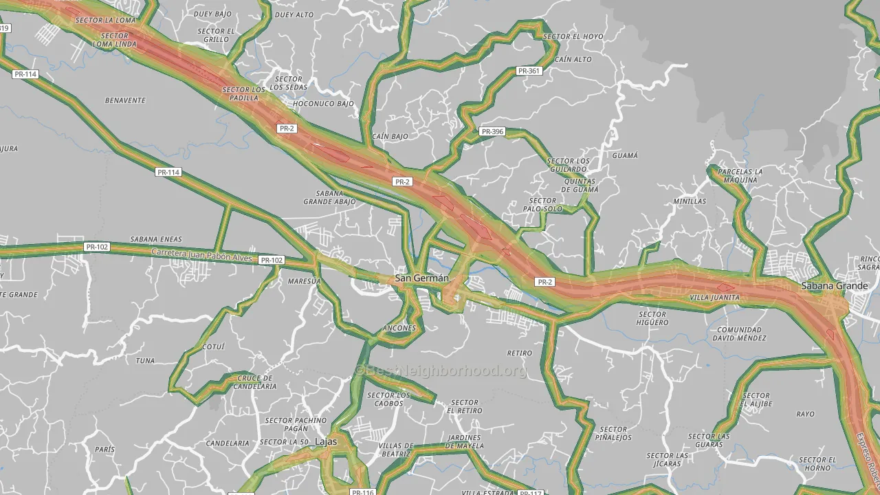 San German, PR Map of Noise Levels in San German
