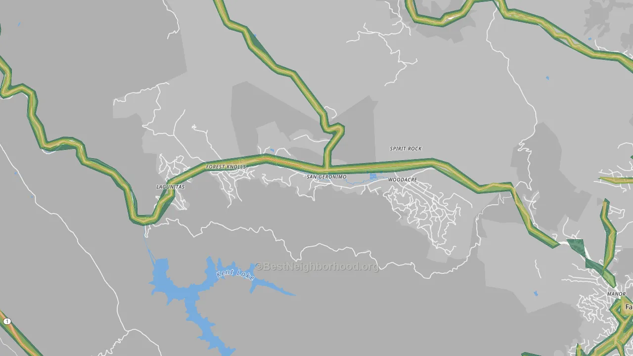 San Geronimo, CA Map of Noise Levels in San Geronimo
