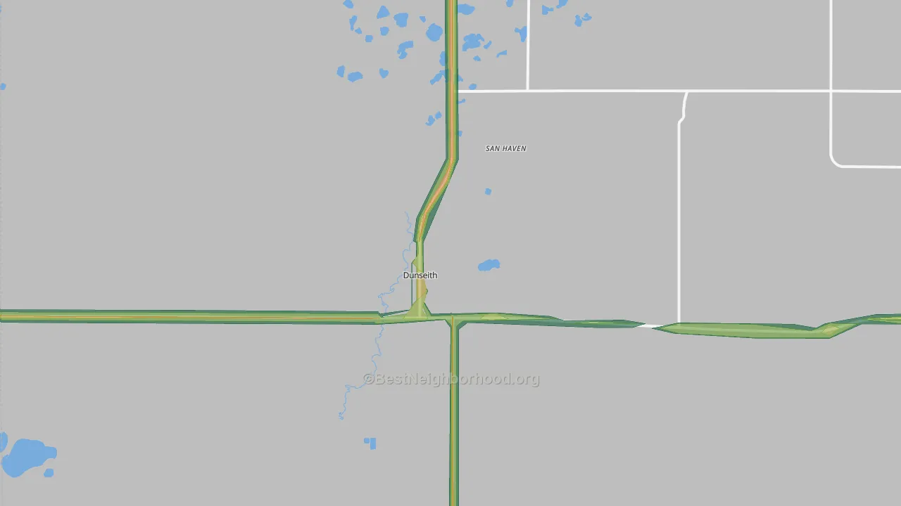 San Haven, ND Map of Noise Levels in San Haven