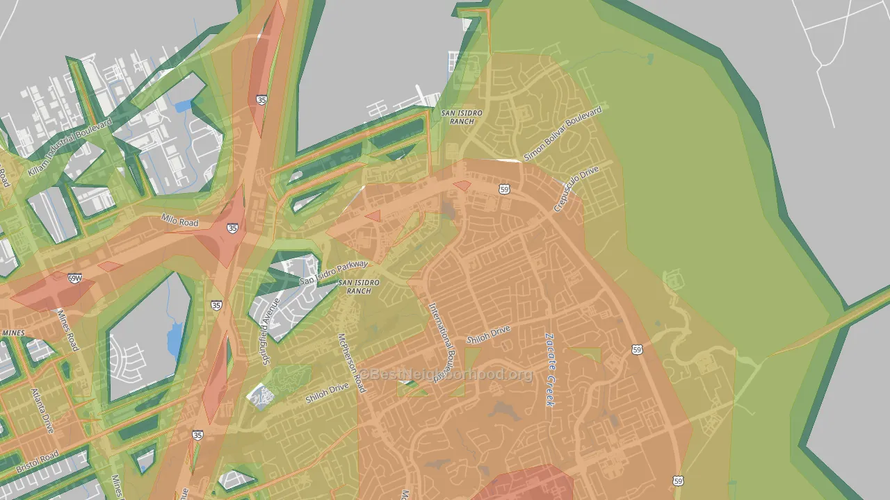 San Isidro, Laredo, TX Map of Noise Levels in San Isidro