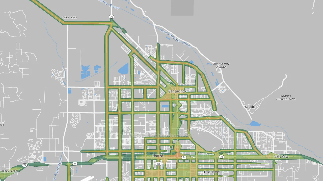 San Jacinto, CA Map of Noise Levels in San Jacinto