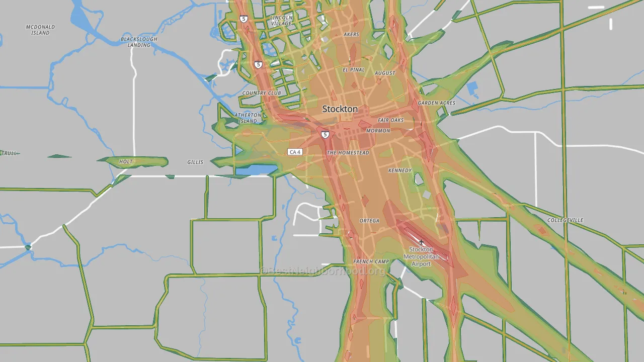 San Joaquin County, CA Map of Noise Levels in San Joaquin County