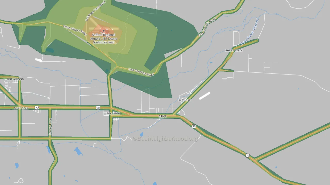 San Jose, AZ Map of Noise Levels in San Jose