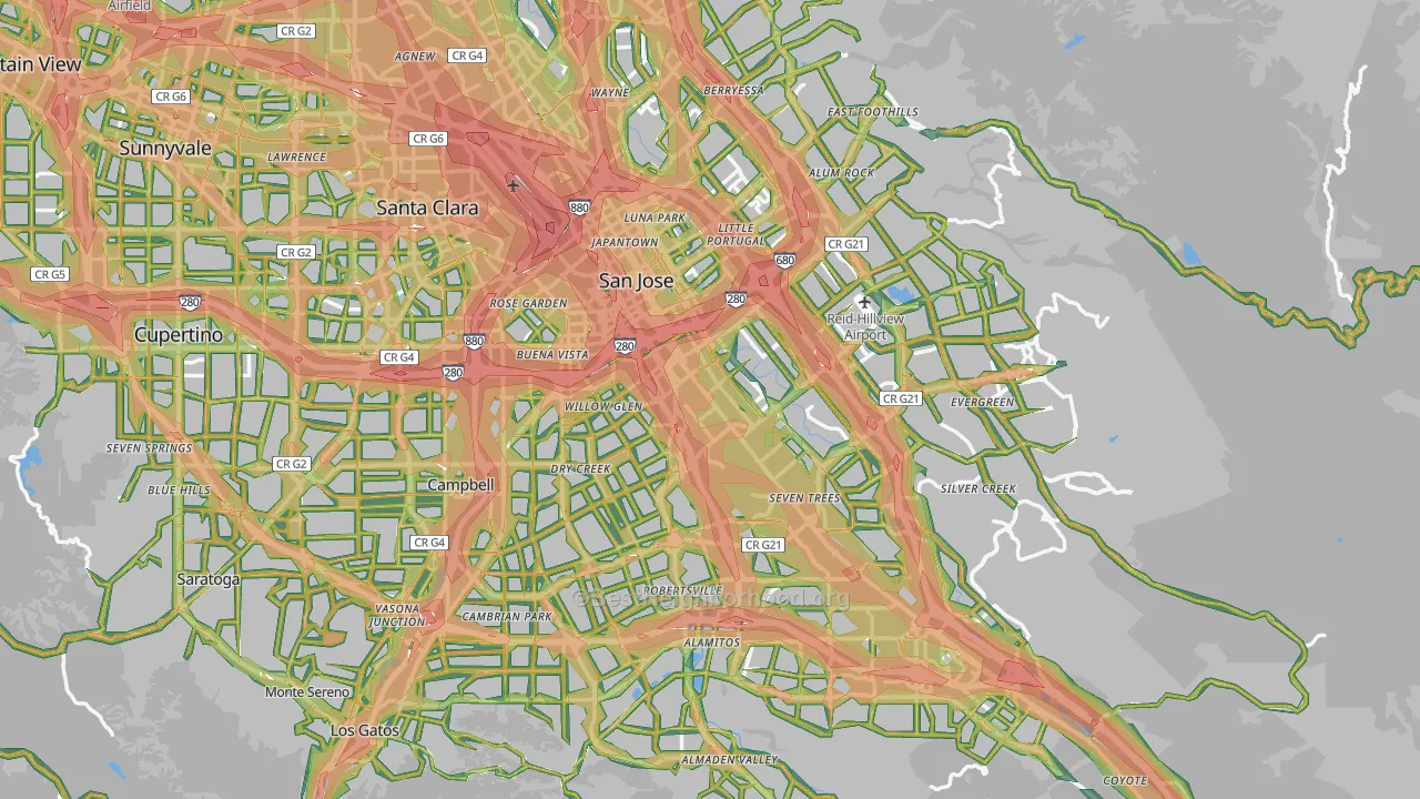 San Jose, CA Map of Noise Levels in San Jose
