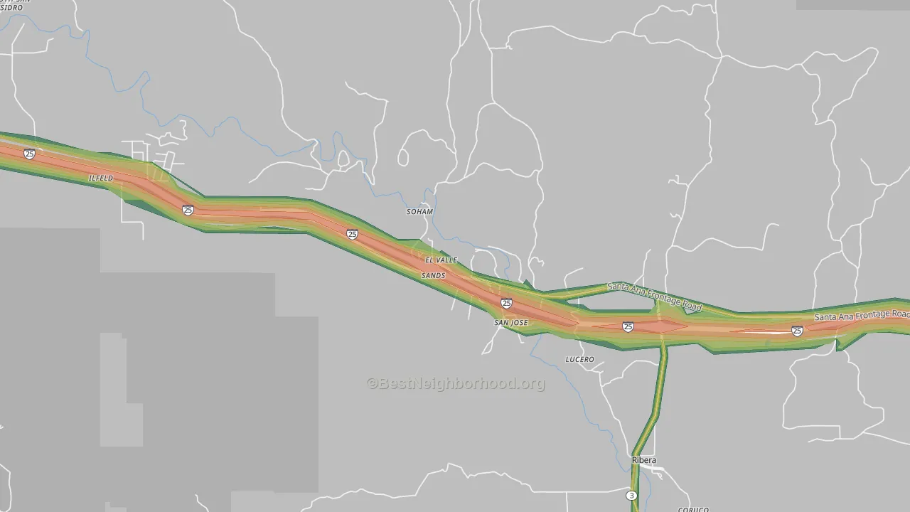 San Jose, NM Map of Noise Levels in San Jose