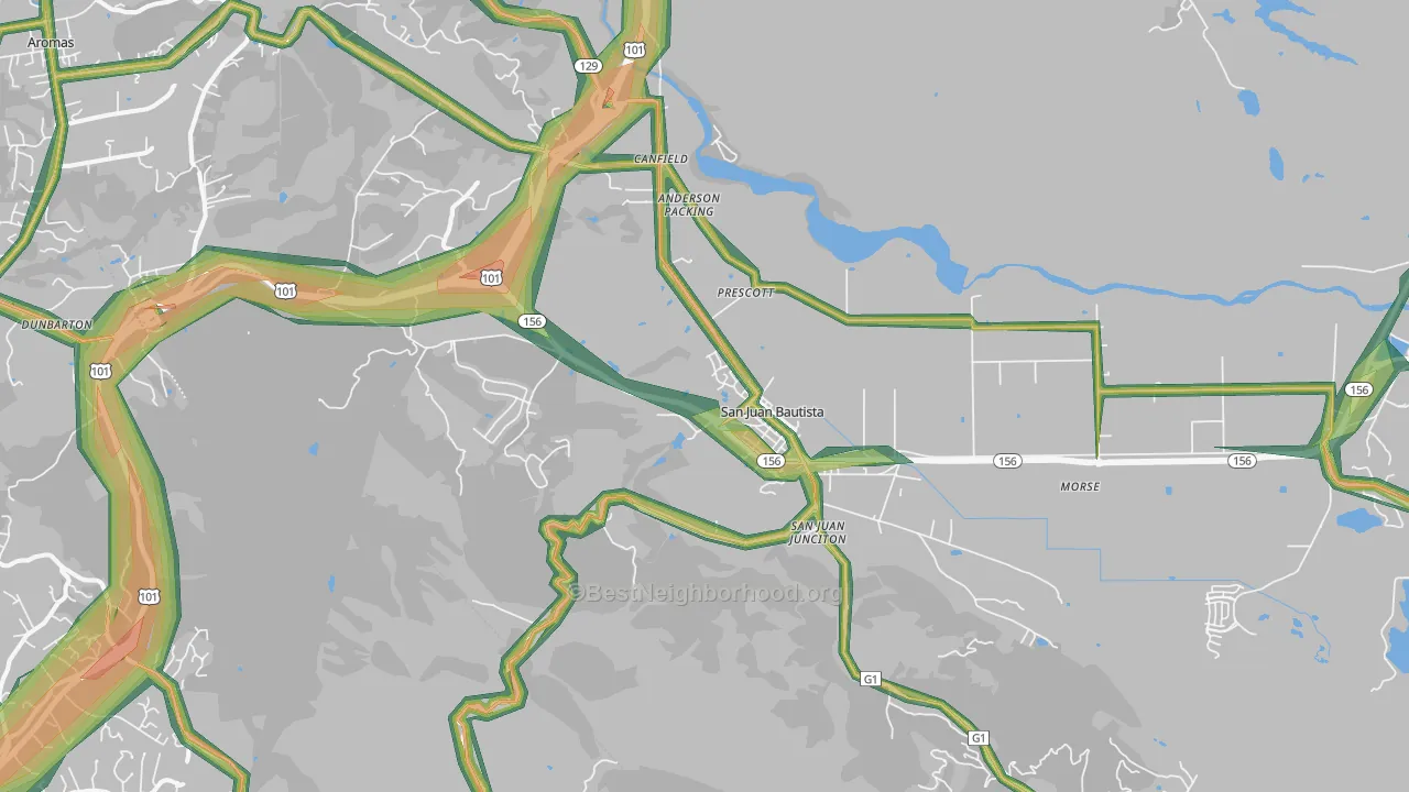 San Juan Bautista, CA Map of Noise Levels in San Juan Bautista