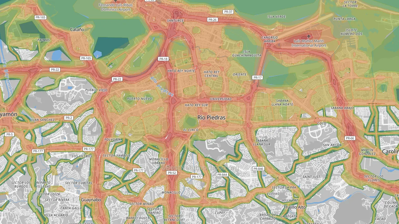 San Juan Municipio, PR Map of Noise Levels in San Juan Municipio
