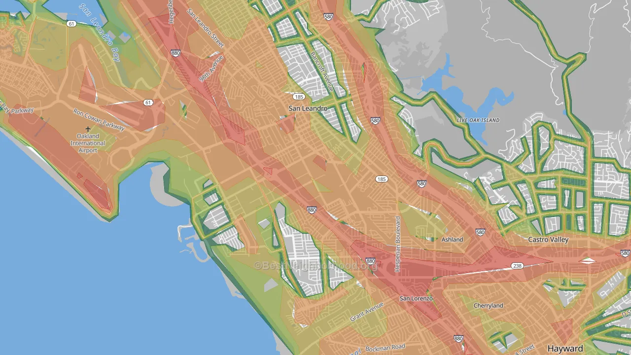 San Leandro, CA Map of Noise Levels in San Leandro