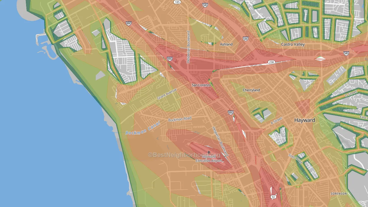 San Lorenzo, CA Map of Noise Levels in San Lorenzo