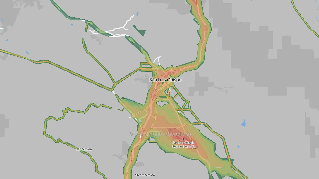 San Luis Obispo, CA Map of Noise Levels in San Luis Obispo