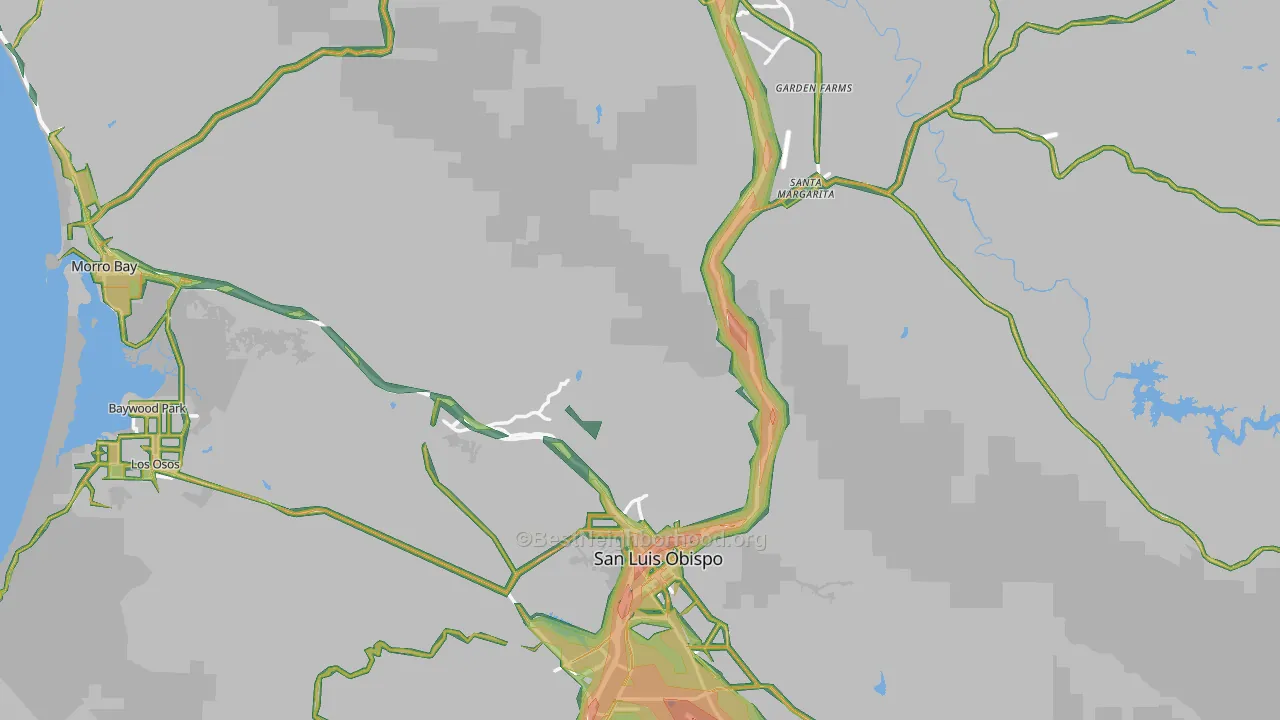 San Luis Obispo County, CA Map of Noise Levels in San Luis Obispo County