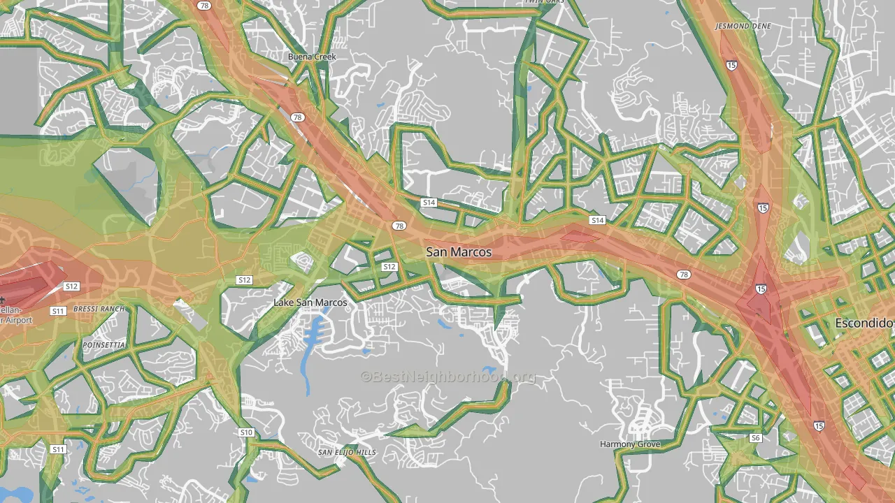 San Marcos, CA Map of Noise Levels in San Marcos