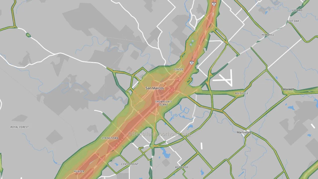 San Marcos, TX Map of Noise Levels in San Marcos