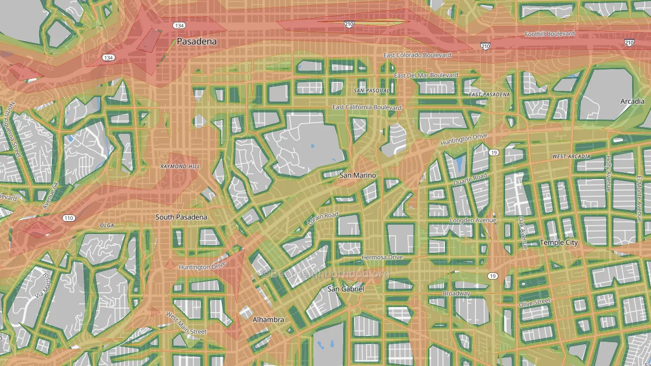San Marino, CA Map of Noise Levels in San Marino