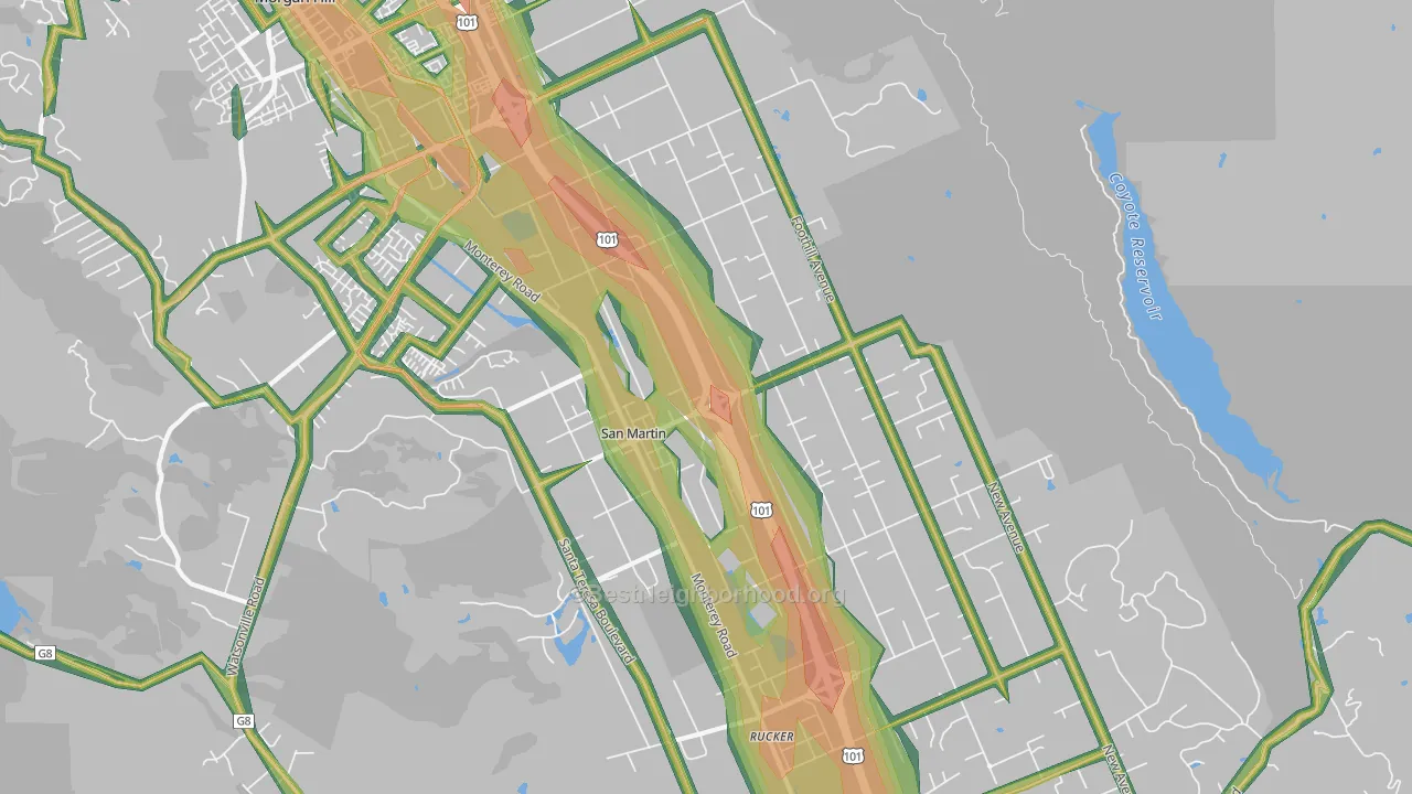 San Martin, CA Map of Noise Levels in San Martin