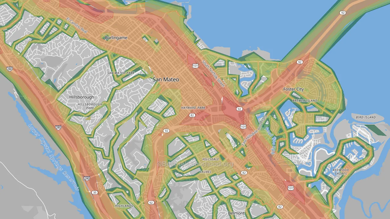 San Mateo, CA Map of Noise Levels in San Mateo