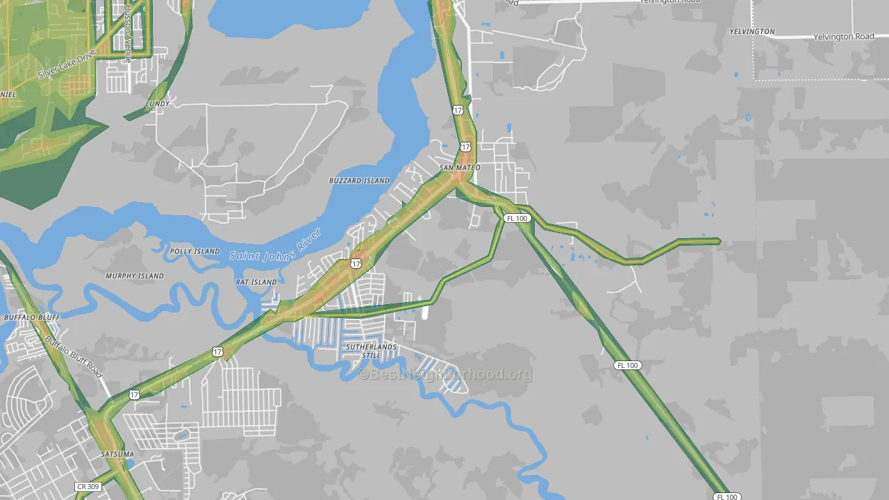 San Mateo, FL Map of Noise Levels in San Mateo