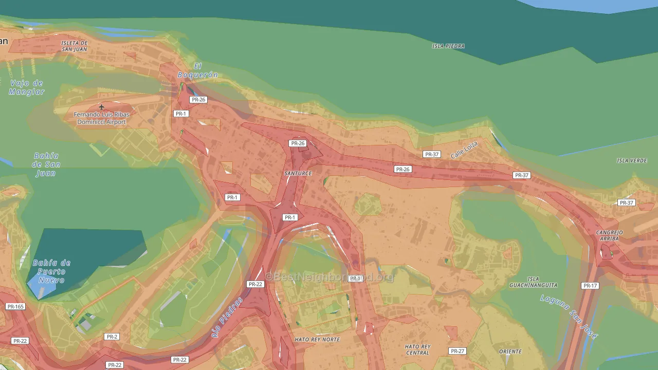 San Mateo, San Juan, PR Map of Noise Levels in San Mateo