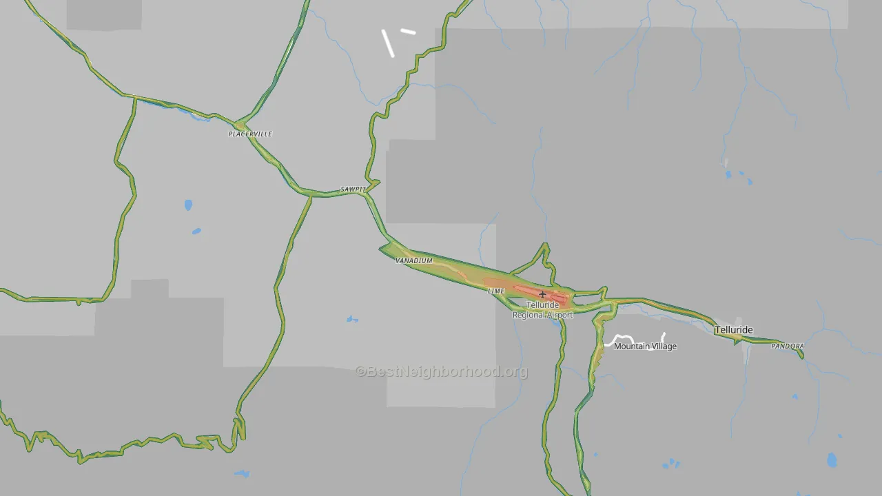 San Miguel County, CO Map of Noise Levels in San Miguel County