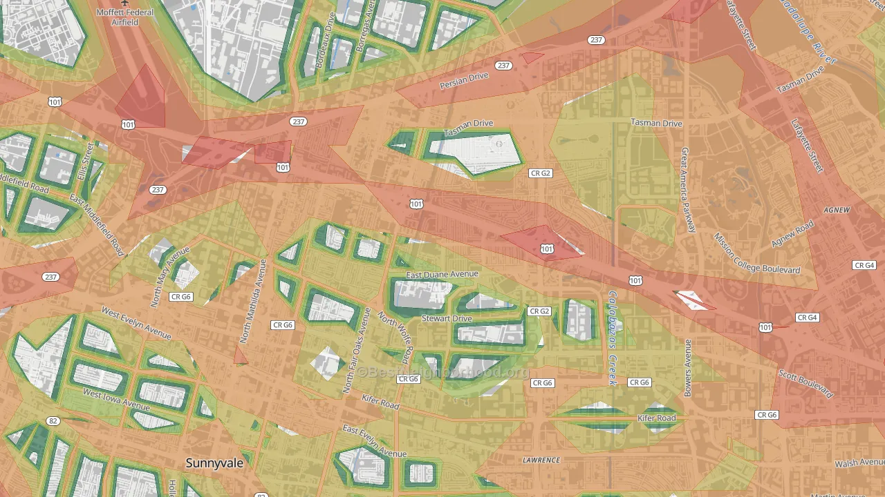 San Miguel, Sunnyvale, CA Map of Noise Levels in San Miguel