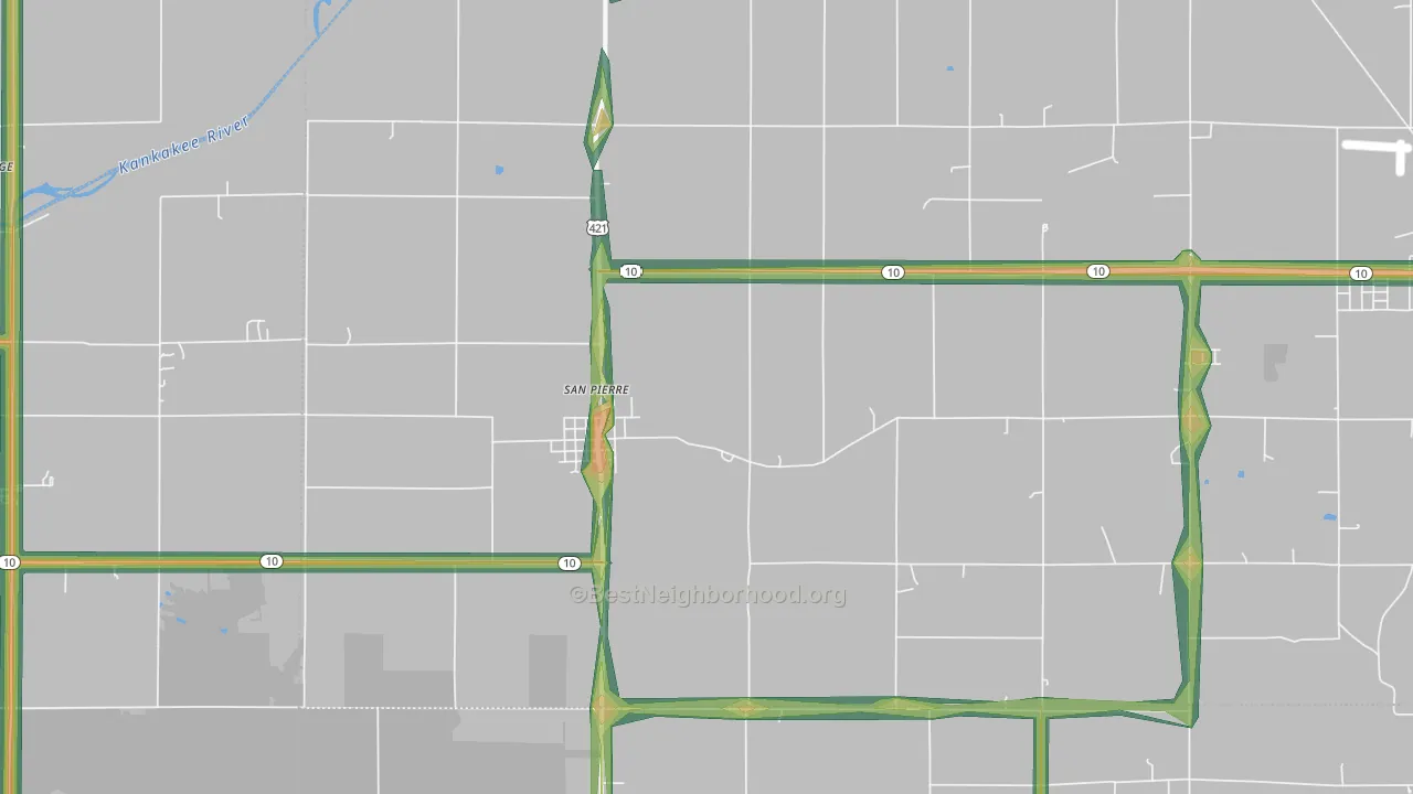 San Pierre, IN Map of Noise Levels in San Pierre