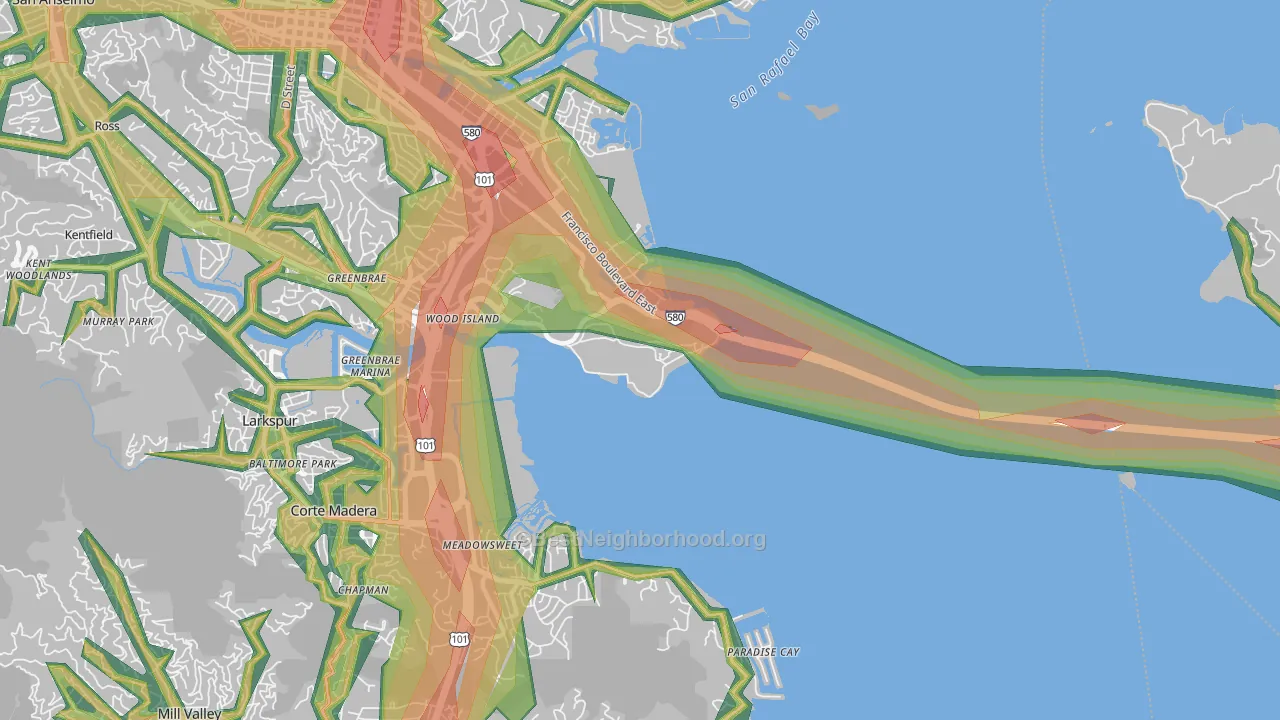 San Quentin, CA Map of Noise Levels in San Quentin