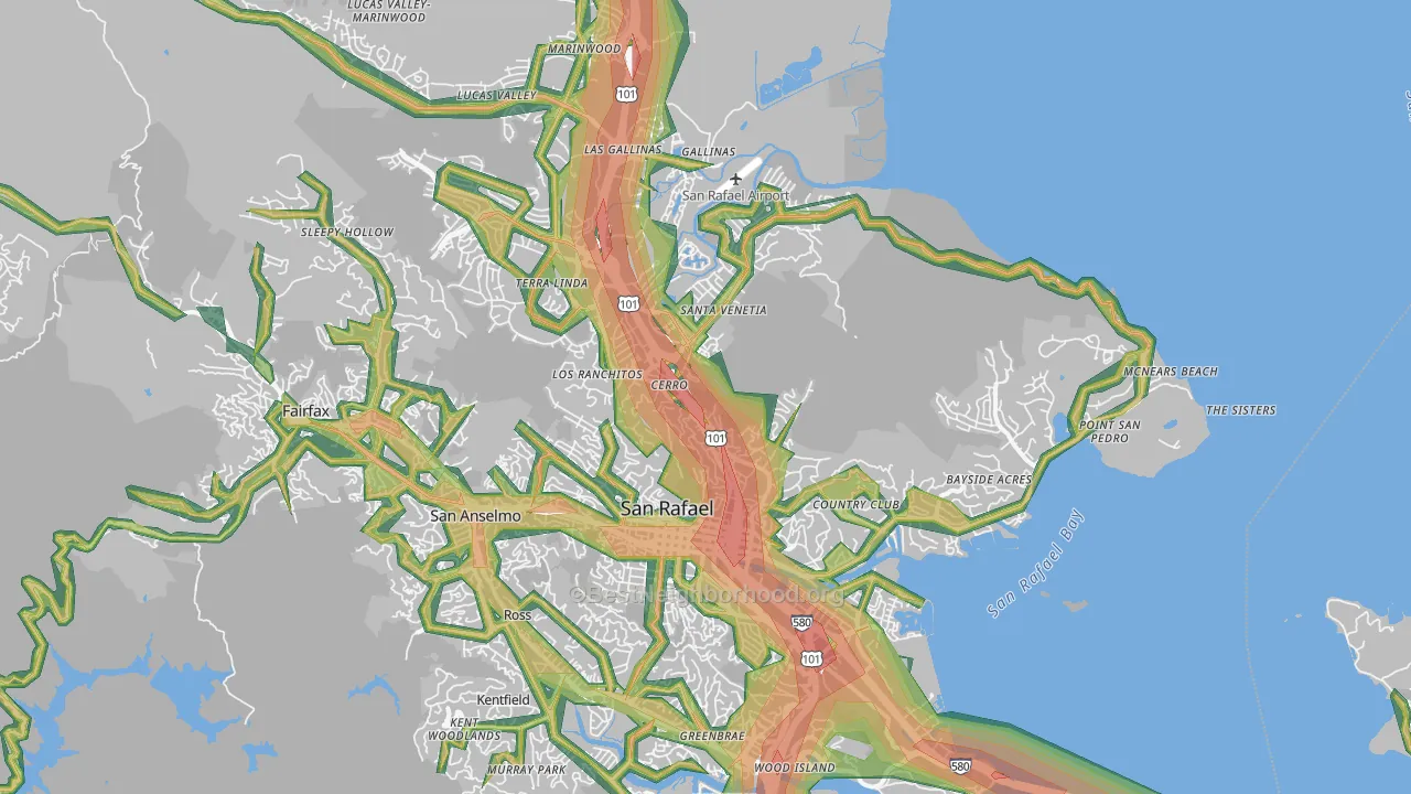San Rafael, CA Map of Noise Levels in San Rafael