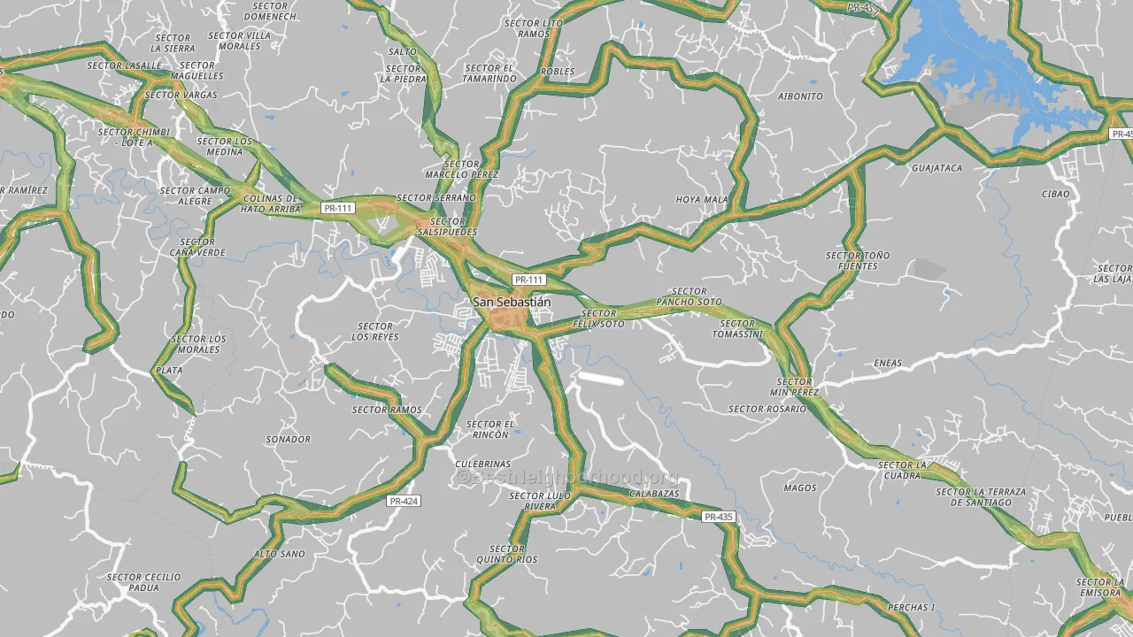 San Sebastian Municipio, PR Map of Noise Levels in San Sebastian Municipio