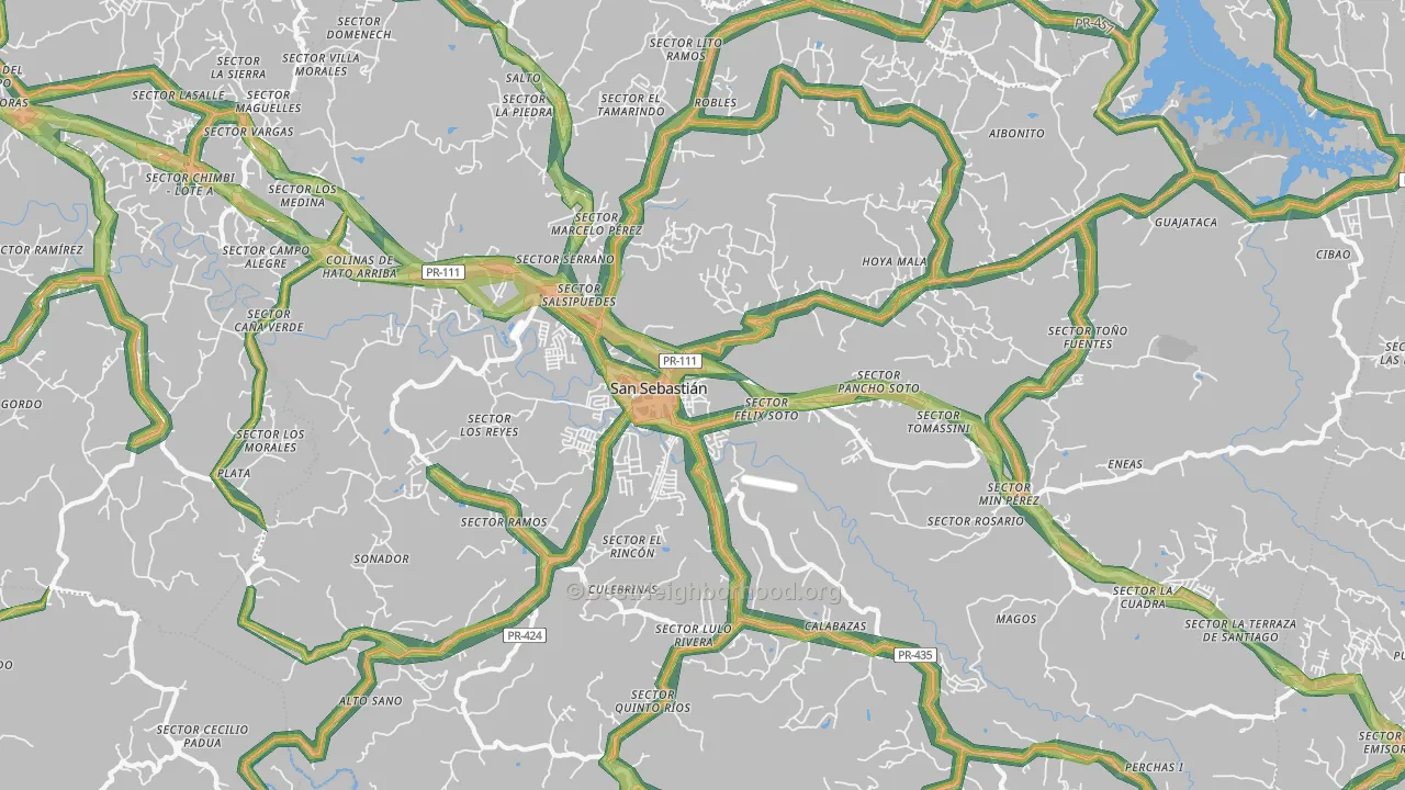 San Sebastian, PR Map of Noise Levels in San Sebastian