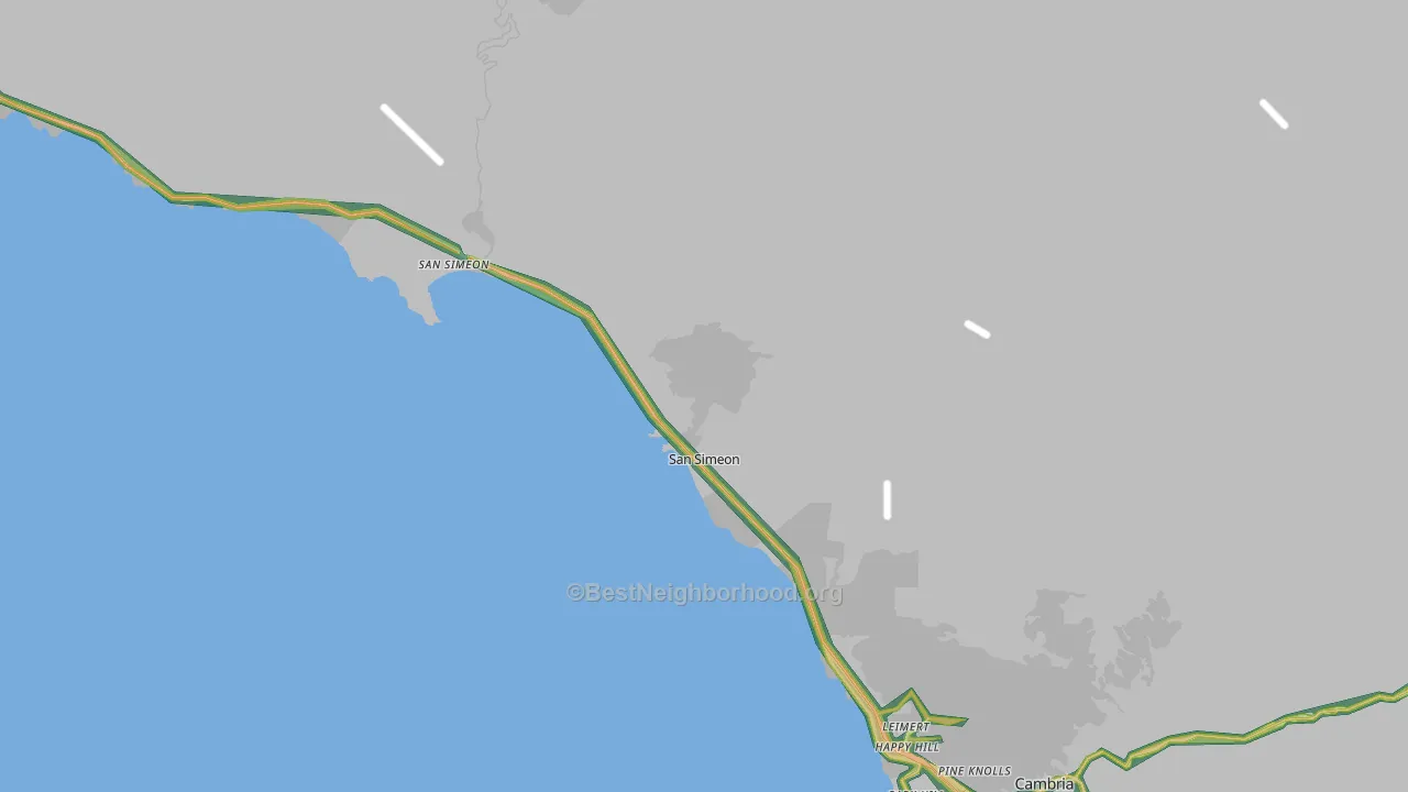 San Simeon, CA Map of Noise Levels in San Simeon