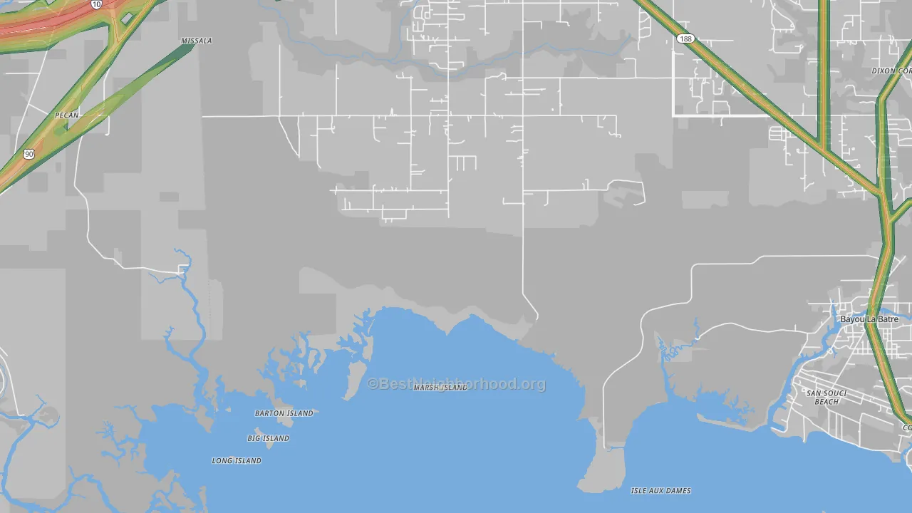 San Souci Beach, AL Map of Noise Levels in San Souci Beach