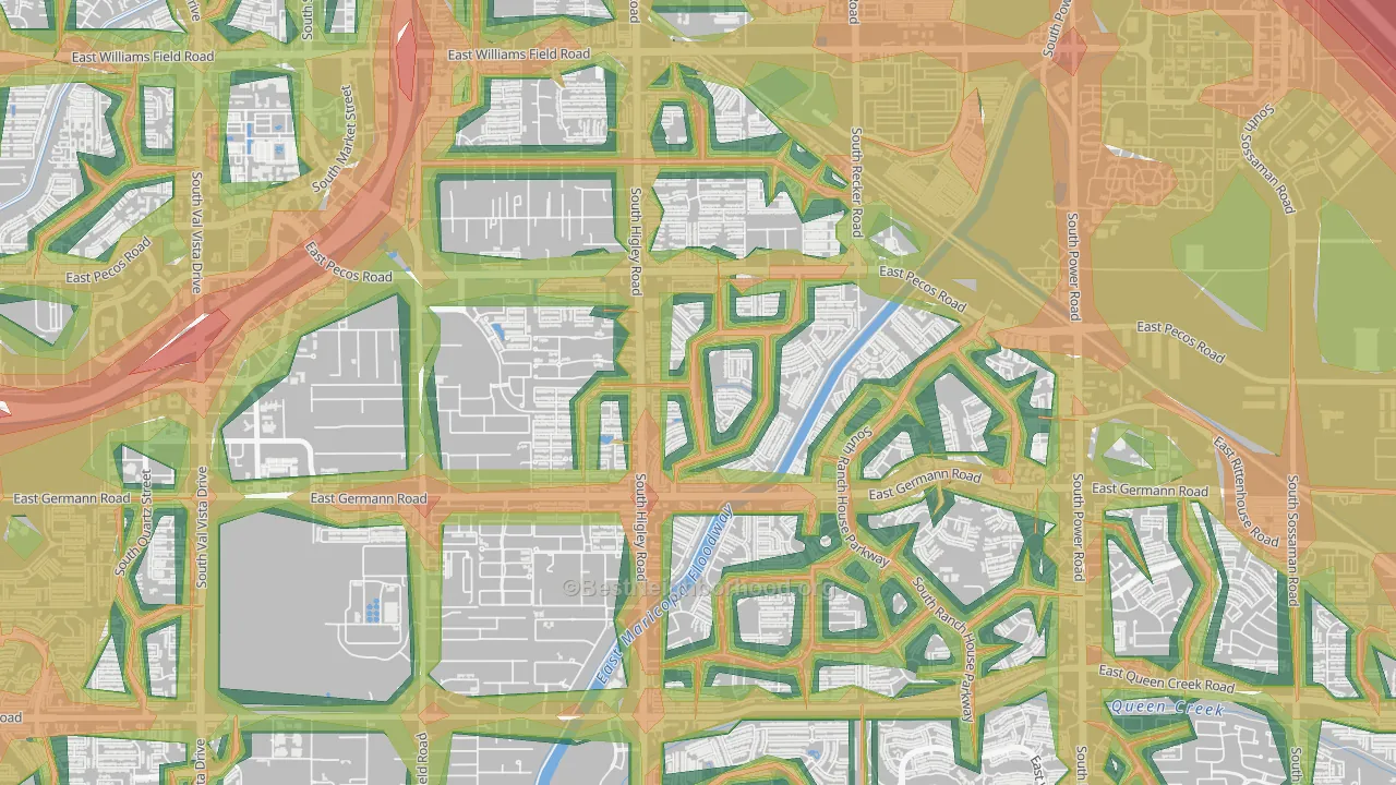 San Tan Ranch, Gilbert, AZ Map of Noise Levels in San Tan Ranch