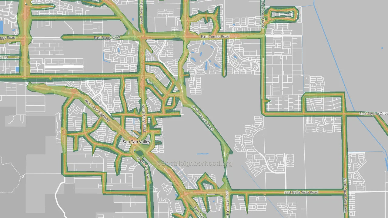 San Tan Valley, AZ Map of Noise Levels in San Tan Valley